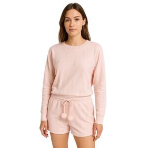 NEW Ann Summers Pink Pom Pom Bunny Velour Velvet Sweatshirt Shorts Lounge Set S